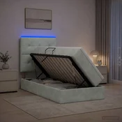 vidaXL LED Postelja za Shranjevanje z Blazino Svetlo siva 100 x 200 cm