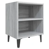 Nocni ormaric s metalnim nogama boja sivog hrasta 40x30x50 cm