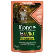 Monge BWild sos za macke Sterilised - losos, racici i povrce 85g