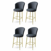 HANAH HOME Set 4 barske stolice Fora Anthracite Gold