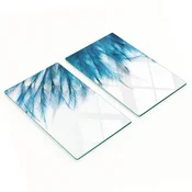 shumee Elegantne in trpežne steklene table z vzorcem modrega perja 2x30x52 cm