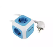 COMMEL Produžni kabal sa 4 uticnice i 2 USB prikljucka 1.4m plavo-beli