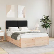 vidaXL Posteljni okvir z oblazinjenim vzglavjem Črna 120 x 190 cm