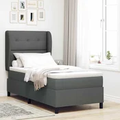 vidaXL Postelja z vzmetnico z vzglavjem Temno siva 100 x 200 cm blago