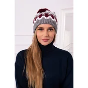 Womens cap Laila K283 dark gray+white+wine