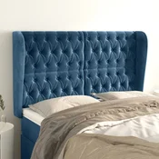 Vidaxl vidaXL Vzglavje s krilci temno modro 163x23x118/128 cm žamet
