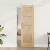 vidaXL Drsna vrata Naravna in bela 61 x 198,5 cm Trdna borovina