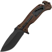 Zunanji zložljiv nož NI-40957 - Črna/Rjava KP40957