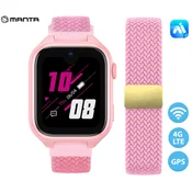 Manta Stelio Junior PRO AI 4G djecji pametni sat, GPS+WIFI+LBS lociranje, SOS tipka, roza (puderasto ružicasta)
