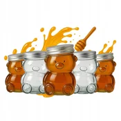 shumee 5x 80ml steklenih kozarcev TEDDY TEDDY s pokrovom za MED, marmelado, začimbe