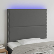 Greatstore LED posteljno vzglavje sivo 100x5x118/128 cm umetno usnje