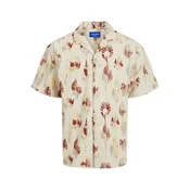 JACK & JONES Srajca Jeff bež / temno siva / temno rdeča / naravno bela