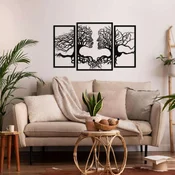 WallXpert metalni zidni ukras 5385, dva ljudska profila od krošnji drveca u 3 panela, 125 x 73 cm, crni