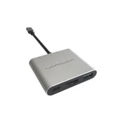LC-Power USB-C Hub, USB-A,  USB-C (PD 100W), 1x HDMI do 4k UHD, Sivi