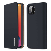 DUX DUCIS Wish Bookcase etui iz pravega usnja za iPhone 12 Pro Max, moder