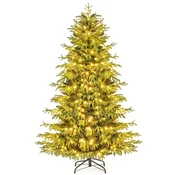 Costway Umetno božično drevo 180 cm zeleno z osvetlitvijo