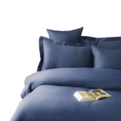 Issimo Satenska napenjalna rjuha SIMPLY DARK BLUE 160x200 + 50x70(2). ISSIMO HOME, modra/temno modra