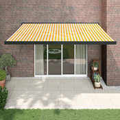 Greatstore Zložljiva tenda rumena in bela 4x3 m blago in aluminij