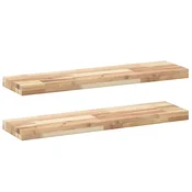Vidaxl Viseče police 2 kosa 100x20x4 cm neobdelan masiven les akacije