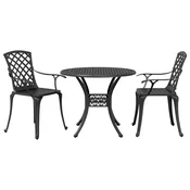 3-dijelni bistro set crni od lijevanog aluminija