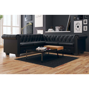 VIDAXL sedežna garnitura Chesterfield, črna