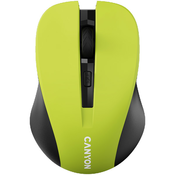 Canyon optična brezžična miška CMSW1, nastavljiva ločljivost 800/1000/1200 dpi, 4 tl, USB nano sprejemnik, rumena