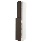 METOD / MAXIMERA Vis.elem. s izvlac.funkc. 1vr/4fiok, bela/Sinarp smeda, 40x60x240 cm