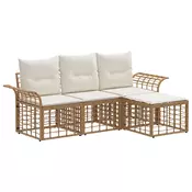 Set vanjskih sofa 4 pcs Prirodna i krema bijela Poliester