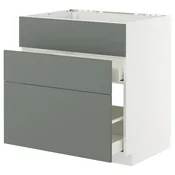 METOD / MAXIMERA Pod.element sudop. i 3front/2fioke, bela/Nickebo mat sivozelena, 80x60 cm