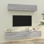 4-dijelni set TV ormarica sivog sonome konstruirano drvo