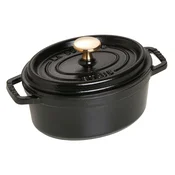 Oval Cocotte cooking pot, cast iron, 17cm/1L, Black - Staub