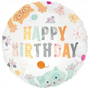 PartyPal Folija balon KITTY Mačke Vse najboljše za rojstni dan mešanica okrasitev za rojstni dan 45 cm