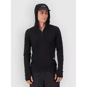 Mons Royale Temple Merino Long Sleeve Hood Base Layer To black
