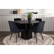 Venture Design Jedilna miza in stol komplet Olivia ter nočna omarica 110x75 cm Stol 56x87x49 cm Črna