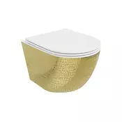 Mexen Lena wc školjka Rimless s počasi padajočim slim sedežem, duroplast, bela/zlata vzorec luske - 30224008