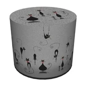 shumee Dekorativni tabure, Bertoni, vzorec mačk - okrogel tabure za dnevno sobo, predsobo, valj 40 cm, eleganten, z zadrgo, pralno