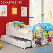Djecji krevet ACMA s motivom + ladica 140x70 cm 36-vatrogasci