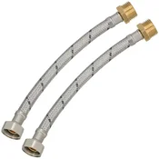 shumee Fleksibilen konektor 1/2” ženski-moški pleteni jekleni konektor 20 CM komplet 2 kosov