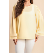 Elegantna bluza z okroglim ovratnikom, rumena