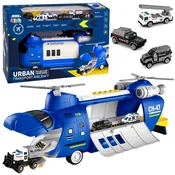 slomart Veliko policijsko transportno letalo LEAN TOYS z vozili, luči, zvoki