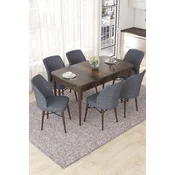 Hanah Home Set Trpezarijski sto i 6 stolica Nef, Sivo-braon
