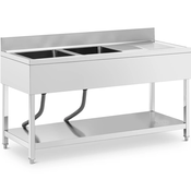 Pomivalno korito - 2 umivalnika - iz nerjavečega jekla - 160 x 60 x 97 cm - Royal Catering