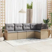 Sjedeća garnitura za vrt 5 kom. Bež poliratan 242,5 x 132,5 x 85 cm