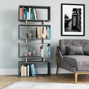 Hanah Home Polica 72,5x161x25cm Antracit-Hrast
