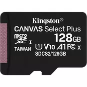 Kingston Canvas Select Plus 100R A1 C10 128GB microSDXC pomnilnik (brez adapterja)