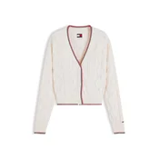 Tommy Jeans Pletena jopa kremna/mornarska/rdeča
