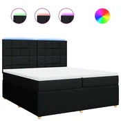 Vidaxl Box spring postelja z vzmetnico črn 200x200 cm blago