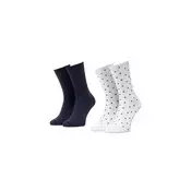 Ženske nogavice TOMMY HILFIGER Dot - dolge, umazano bele, 2 para, 39/42