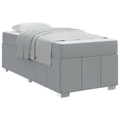 Vidaxl Konstrukcija postelje z vzmetnico Svetlo siva 80 x 200 cm blago