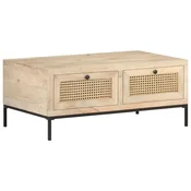 shumee Klubska mizica 90x50x37 cm trden mangov les in naravni trst